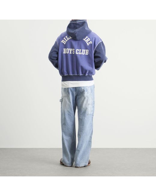 BBCICECREAM Blue Oversized College Zip Hoodie for men