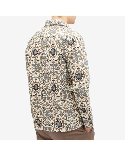 Wax London Brown Whiting Mosaic Quilt Overshirt for men