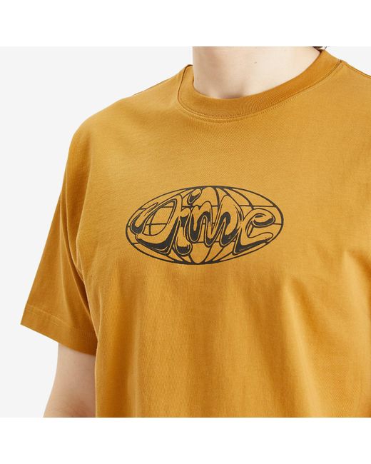 Dime Yellow Globe T-Shirt for men