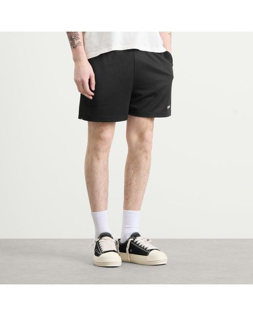 Represent Black Washed Mesh Shorts for men