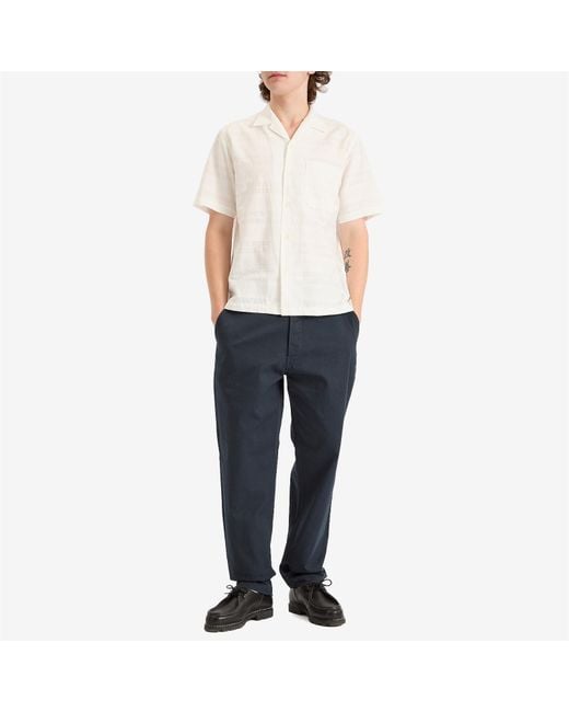 Universal Works White Deffe Self Stripe Minari Shirt for men
