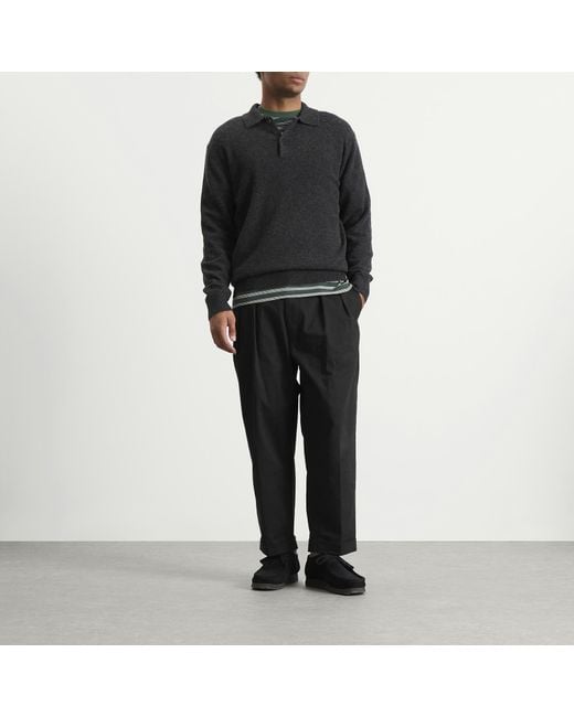 Beams Plus Black 2 Pleat Chino for men