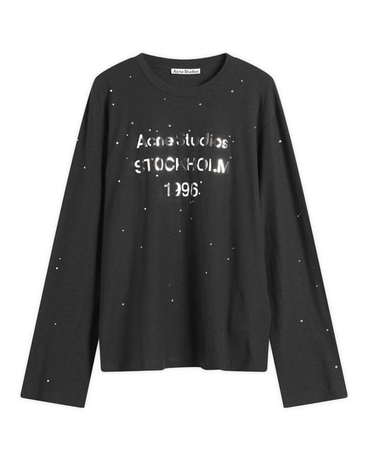 Acne Black Edden Rhinestone Long Sleeve Top