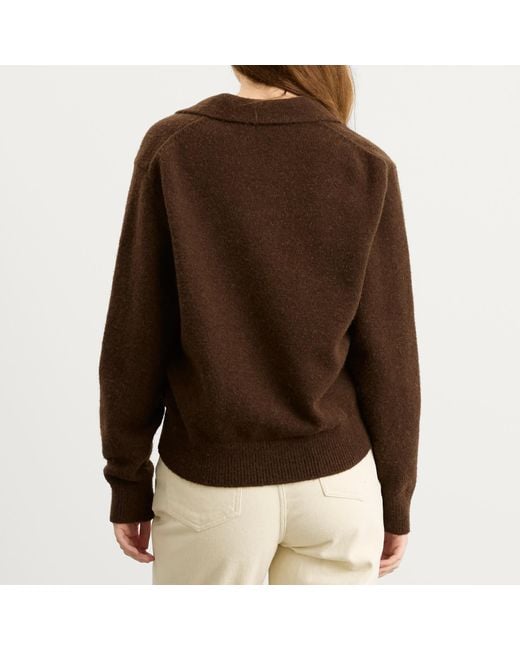 DUNST Brown Open Collar Knit Jumper