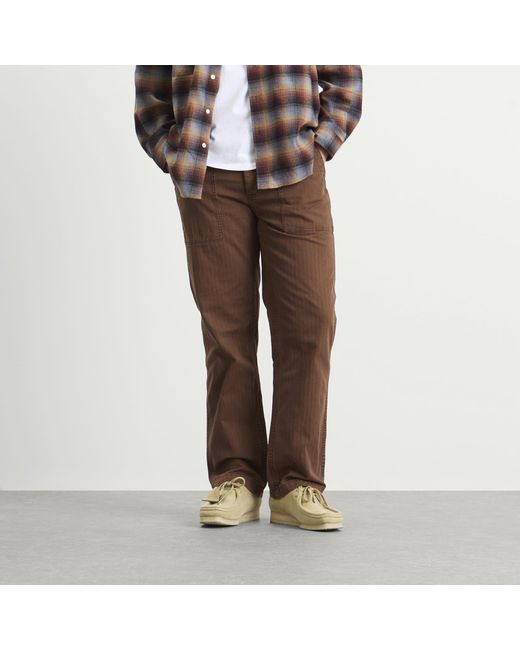 Dubbleware Brown Herringbone Fatigue Pants for men
