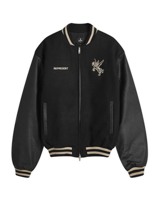 Represent Black Mascot Wool Varsity Jacket for men