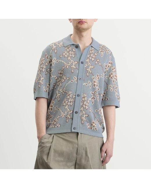 Corridor NYC Blue Trellis Knit Shirt for men