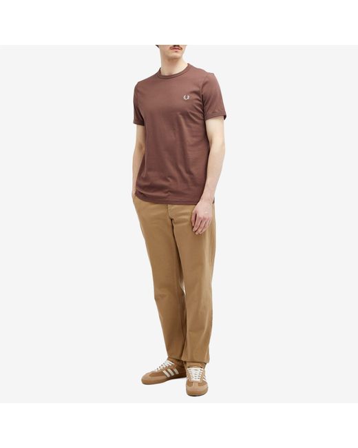 Fred Perry Brown Ringer T-Shirt for men