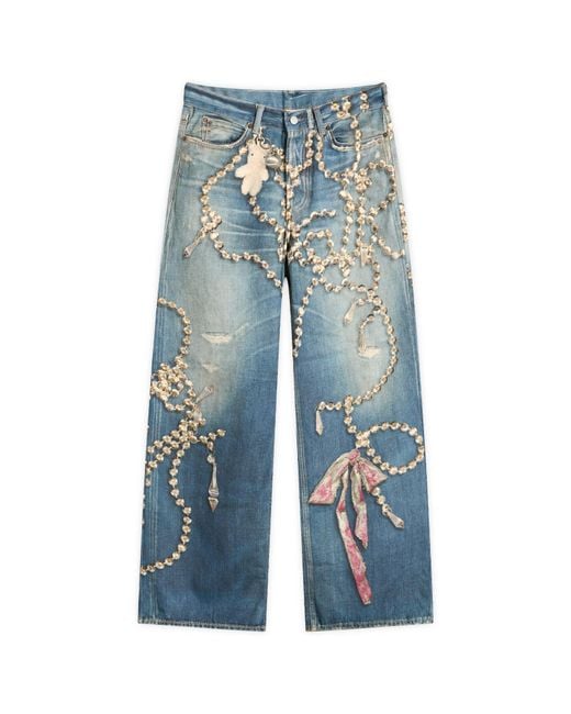 Acne Blue Jewellery Printed Jeans