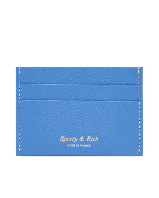 Sporty & Rich Blue Grained Leather Card Holder