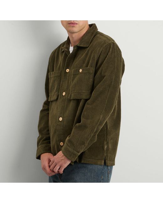 Folk Green Patch Overshirt for men