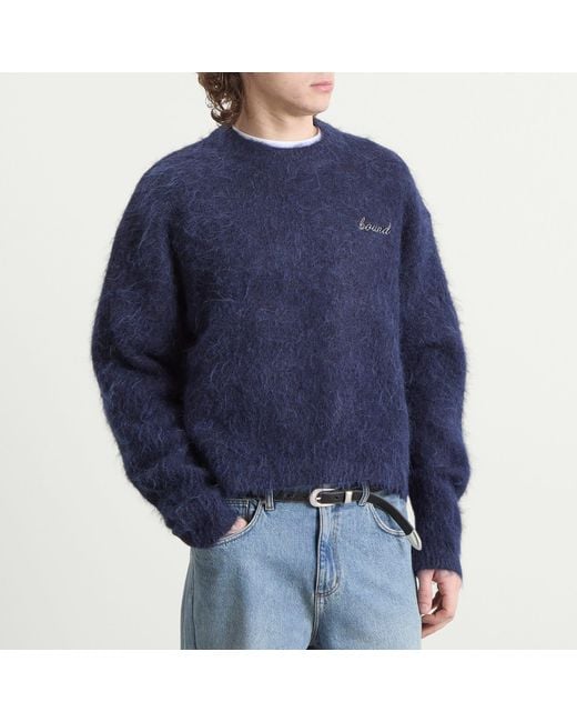 BOUND Blue Dexter Cropped Alpaca Jumper for men