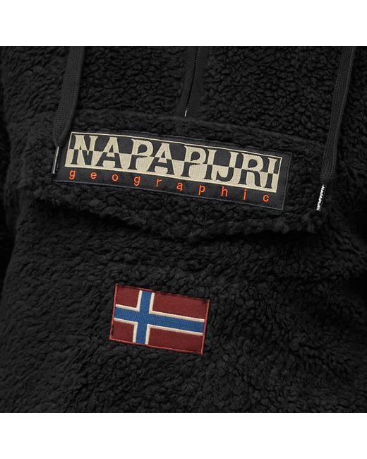Napapijri Borg Fleece Quarter Zip in Black for Men | Lyst