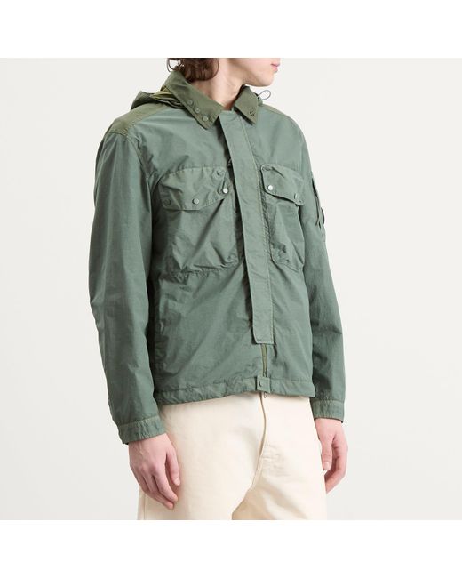 C P Company Green Flatt Nylon Mixed Goggle Overshirt for men