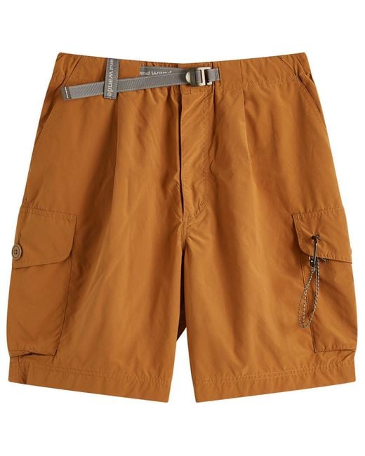 And Wander Brown Oversized Cargo Shorts for men