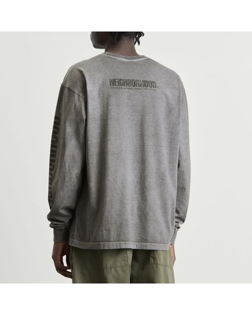 Neighborhood Gray Ls-3 Pigment Dyed Long Sleeve T-Shirt for men