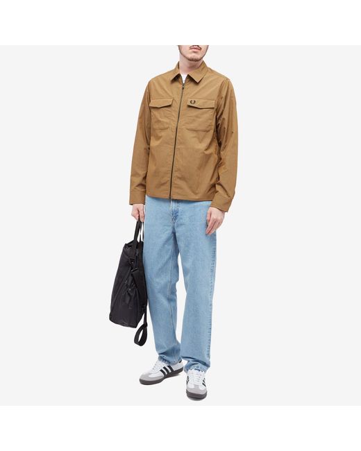 Fred Perry Brown Zip Overshirt for men