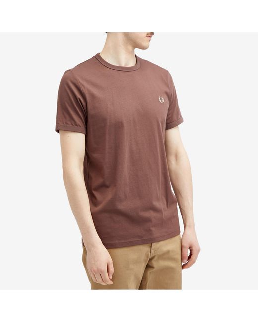 Fred Perry Brown Ringer T-Shirt for men