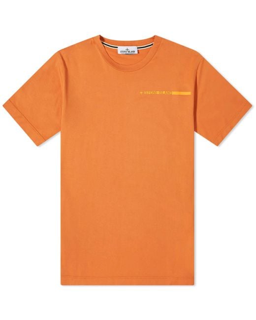 Stone Island Orange Micro Graphics Three T-Shirt for men