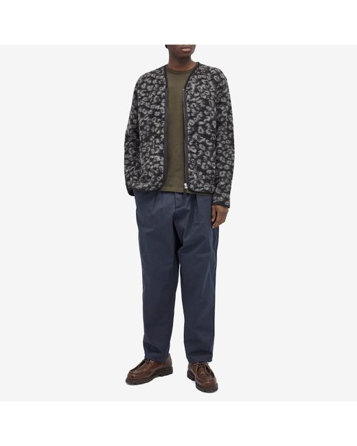 Universal Works Gray Leopard Wool Fleece Liner Jacket for men