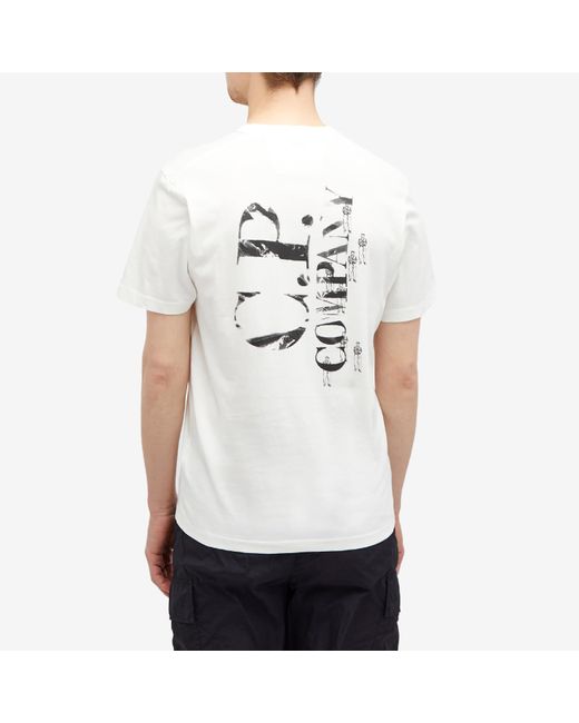 C P Company White 30/1 Jersey Relaxed Graphic T-Shirt for men