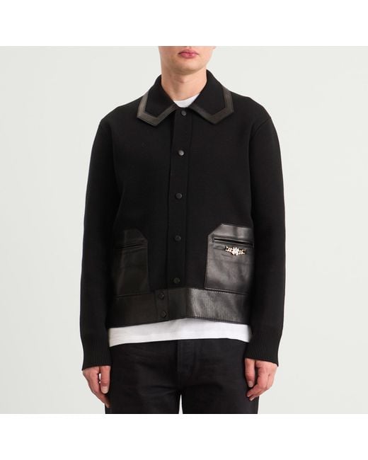 Amiri Black Leather Patch Ma Cardigan for men