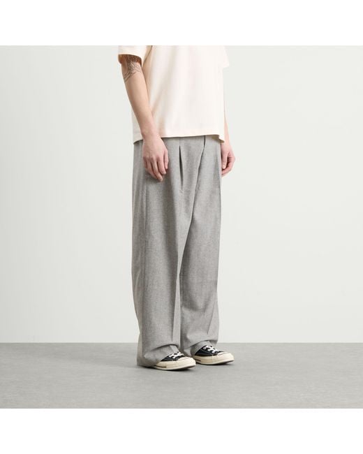 About Blank Gray Herringbone Tailored Wide Leg Trouser for men
