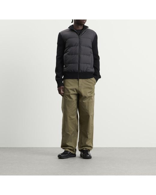 Moncler Black Hybrid Padded Front Wool Zip Jacket for men