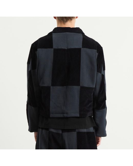 Les Tien Black Patchwork Utility Jacket for men