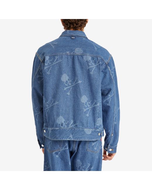 MASTERMIND WORLD Blue Monogram Denim Jacket for men