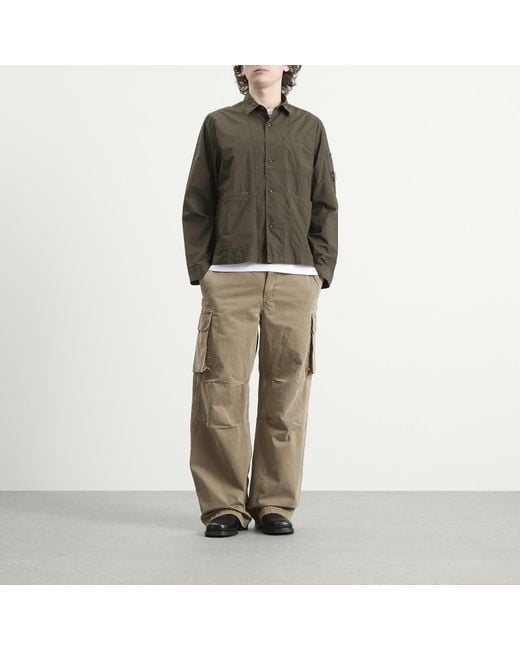 C P Company Green Popeline Lens Overshirt for men