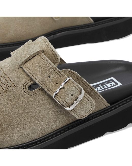 KENZO Brown Matto Suede Clog Shoes