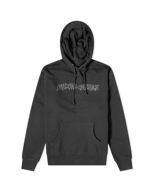 Fucking Awesome Black Outline Stamp Logo Hoodie for men