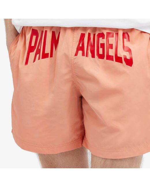 Palm Angels Red Pa City Swim Shorts for men