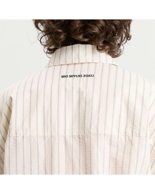 MKI Miyuki-Zoku White Seersucker Stripe Box Dress Shirt for men