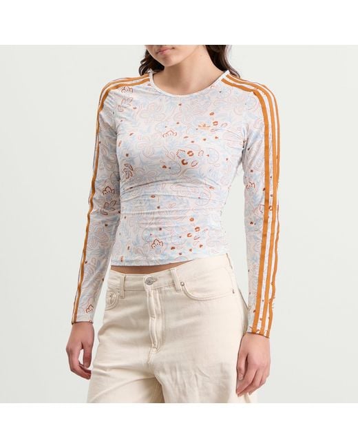 Adidas Multicolor Mesh Long Sleeve Floral Top