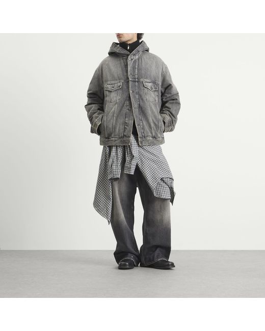 Acne Gray Gothik Wash Hooded Denim Jacket for men