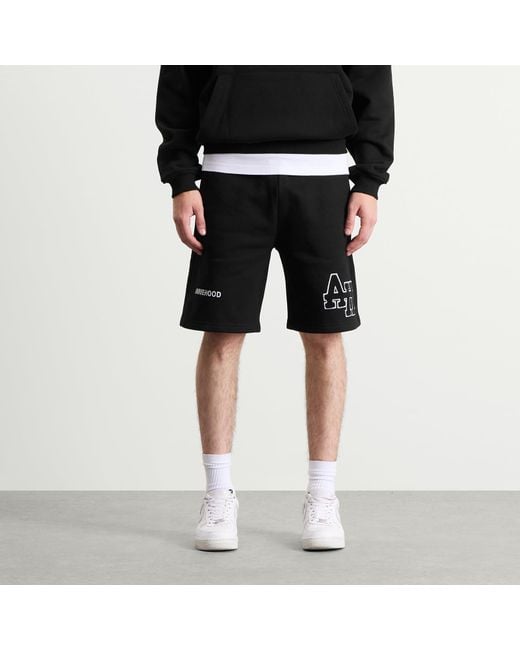 Annie Hood Black College Sweat Shorts for men