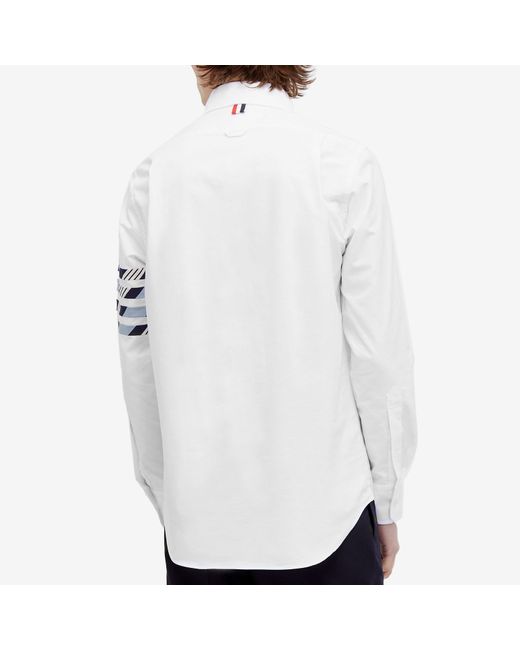 Thom Browne White 4-Bar Mogador Oxford Shirt for men