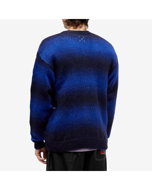 Pop Trading Co. Blue Stipe Knit Cardigan Sodalite for men