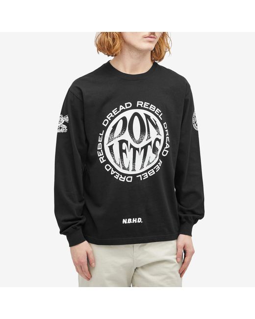 Neighborhood Black X Rebel Dread Hardware Long Sleeve T-Shirt for men