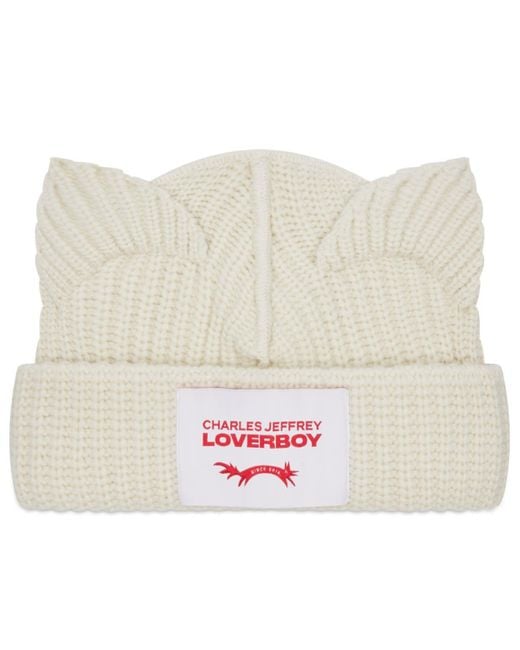 Charles Jeffrey White Chunky Ears Beanie