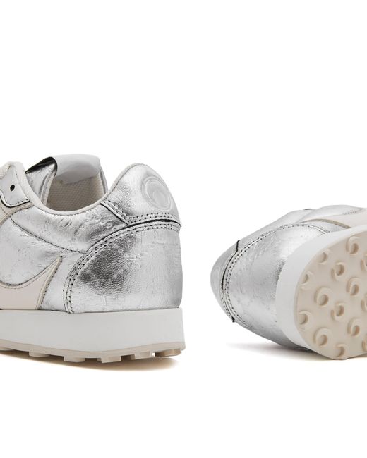 MARINE SERRE White Laminated Leather Moon Sneakers