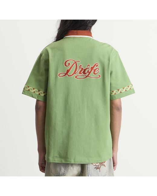Drole de Monsieur Green Embroidered Sport Shirt for men