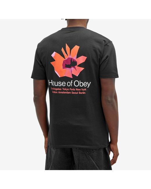 Obey Black House Of Floral T-Shirt for men