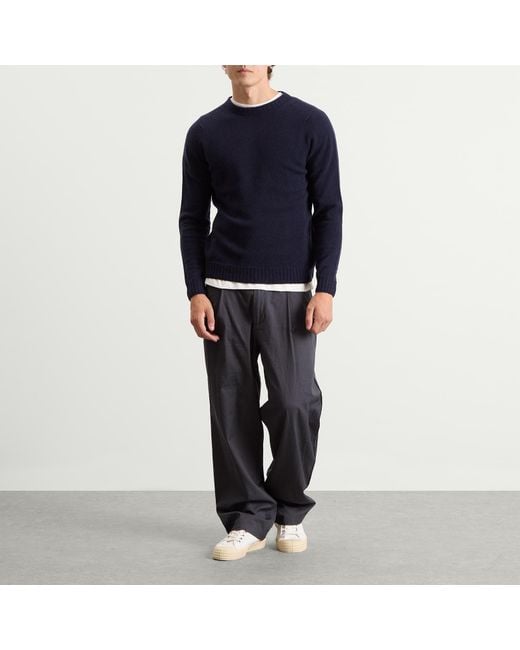 John Smedley Blue Norfolk Cashmere Crew Neck Jumper for men