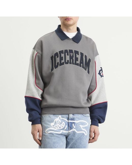 ICECREAM Gray Collared Warm-Up Sweatshirt for men