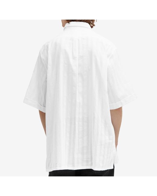 Givenchy White Voile Stripe Short Sleeve Shirt for men