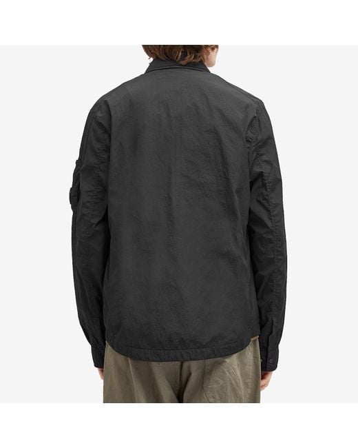 C P Company Black Chrome-R Full Zip Overshirt for men