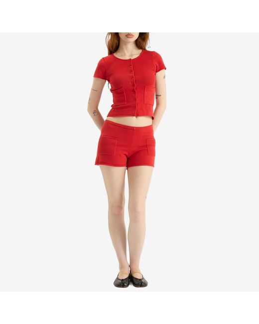 Peachy Den Red Marie Knit Shorts
